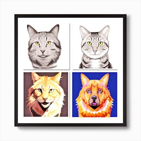 Four Cat Portraits Art Print