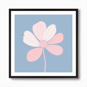 A White And Pink Flower In Minimalist Style Square Composition 226 Art Print