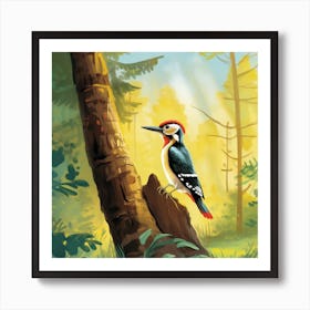 Woodpecker In The Forest Art Print