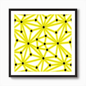 Abstract Yellow And Black Dots Art Print