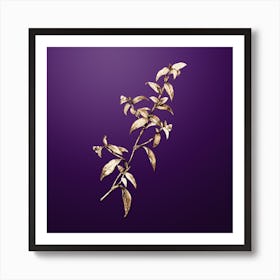 Gold Botanical Birdbill Dayflower on Royal Purple n.2737 Art Print