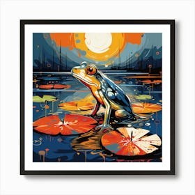 Frog On Lily Pads Art Print