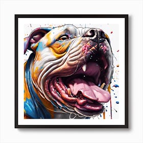 0 Splash Art, A American Bully Head, ((White Backgro Esrgan V1 X2plus Art Print