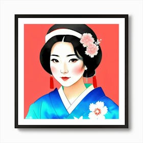 Eternal Grace: A Glimpse of Japanese Geisha Artistry Art Print