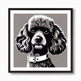 Poodle, Black and white illustration, Dog drawing, Dog art, Animal illustration, Pet portrait, Realistic dog art, puppy Art Print