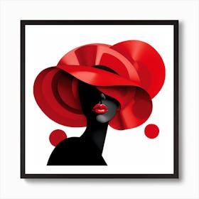 Portrait Of A Woman In Red Hat Art Print
