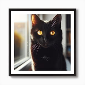 Black Cat With Yellow Eyes 2 Art Print