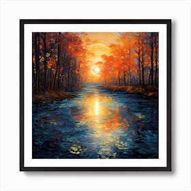 Pastel Rhapsody: Brushstrokes Along the Riverside Art Print