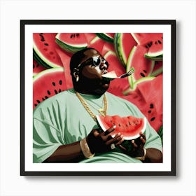 Biggie Eats Watermelon Art Print