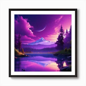 Purple Mountain Landscape Wallpaper Art Print