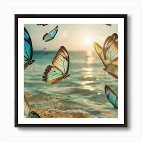 Beautiful Butterflys In The Sea Art Print