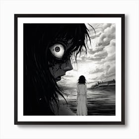 Girl From Hell black and white manga Junji Ito style Art Print