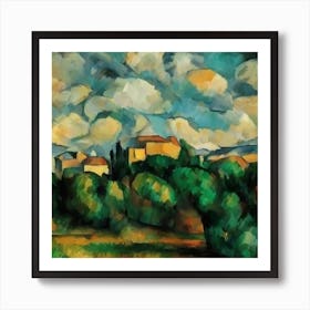 Landscape With Houses By Paul Cezanne Art Print