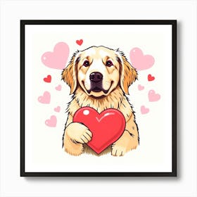 Asm Valentine Golden Retriever Holding Heart 06d6f765 A7a5 44b4 87dd 71b780df8a2a Art Print