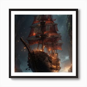 Pirate Ship, wall art, painting design Art Print