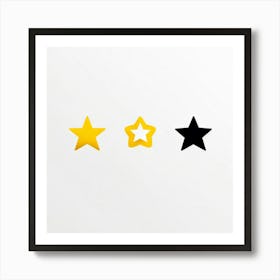 Collection Of Bright 5 Star Feedback Symbols Modern White And Gold Isolated Shiny Elements Black (3) Art Print