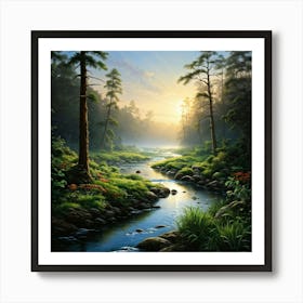 River In The Forest Art Print