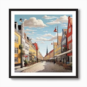 Street Scene In Copenhagen Art Print