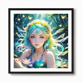 Moonlit Serenade: The River Fairy's Enchantment Part 2 Art Print