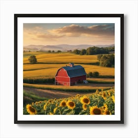 Sunset At The Farm Art Print