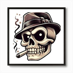 Skull Smoking A Cigarette Art Print