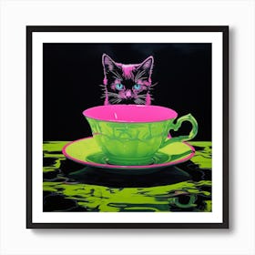 Cat In Teacup Art Print