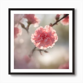 A Blooming Carnation Blossom Tree With Petals Gently Falling In The Breeze 1 Art Print