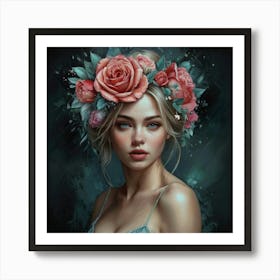 Roses On A Girl Art Print