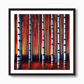 Birch Trees At Sunset 5 Art Print