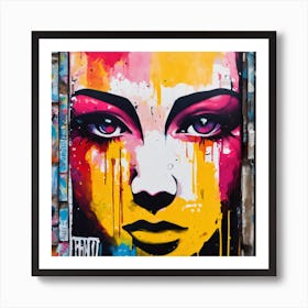 Urban Fusion Expressive Wall Art Featuring Street Inspired Canvases With Airbrushed Elements, Acrylic & Oil Paintings, Stencils, Spray Paint, Abstract Lines, Splashes, Graffiti, And Colorful Newsp (1) Art Print