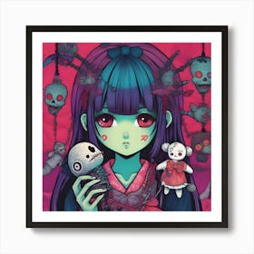 Zombie Anime Girl Art Print