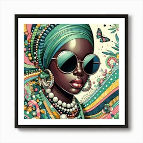 African Woman With Sunglasses Art Print