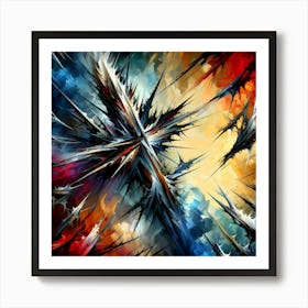 Fractal Burst, Abstract Spikes and Colors Art Print