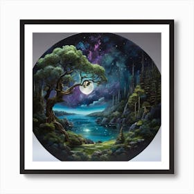 Moonlight In The Forest Art Print