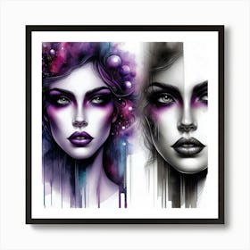 Abstract Of Two Women Art Print