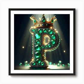 Emerald Letter P Art Print