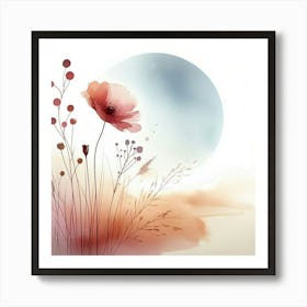 Watercolor Poppy Flower Art Print