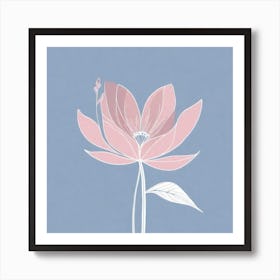 A White And Pink Flower In Minimalist Style Square Composition 579 Art Print