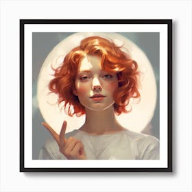 Professorhead A Stunning Red Head Girl Short Woolen Curly Hair 3 Art Print