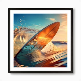 Surfboard In The Ocean Art Print