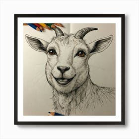 Goat Drawing 25 Art Print