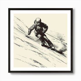 Skier On A Slope Art Print