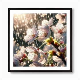 Cherry Blossoms In The Rain 2 Art Print