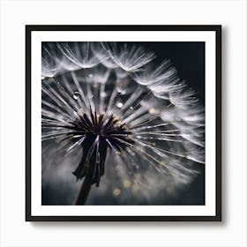 Monochrome Dandelion with a hint of Yellow Art Print