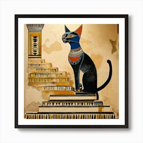 Painting of a Pharaonic cat wall art Art Print