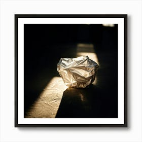 Crumpled Plastic Wrapper Foreground Contrasting Against A Pristine Dark Background Focus On Texture (3) Art Print