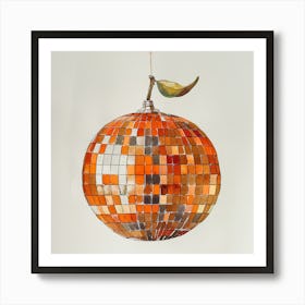 Trendy Orange Disco Ball Poster Art Print