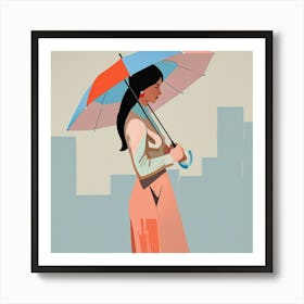 Woman with umbrella Art Print