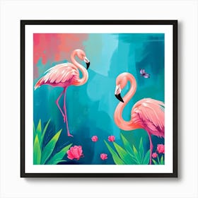 Pink Flamingos 8 Art Print