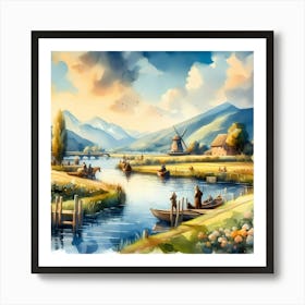 Watercolor Landscape Painting 25 Art Print